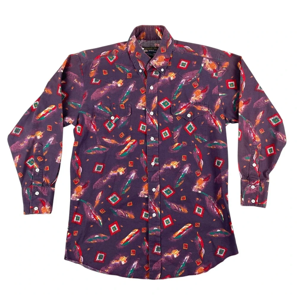 Panhandle Slim Shirt Mens 15.5/32 Purple Long Sleeve Button Down Western USA‎